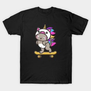 Skateboarding Unicorn Cat T-Shirt